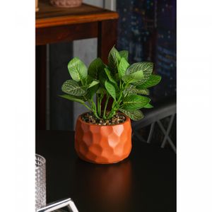 Cachepot de Cimento com Planta Artificial Prisma Marrom 11cm x 22cm - Wolff