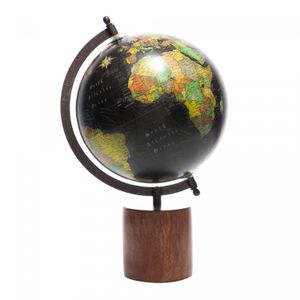 Globo Decorativo de Plástico e Madeira Preto  - Wolff