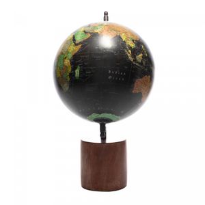 Globo Decorativo de Plástico e Madeira Preto  - Wolff