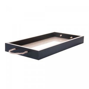 Bandeja Decorativa de Mdf com Alça Preta Jute 40cm x 20cm x 4cm - Wolff