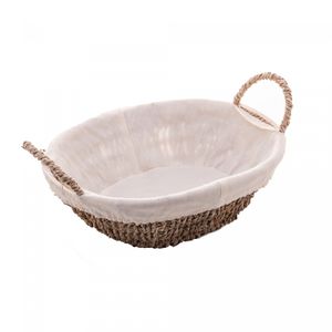Cesta Oval de Sisal com Forro em Tecido 27cm x 21cm x 12,5cm - Wolff