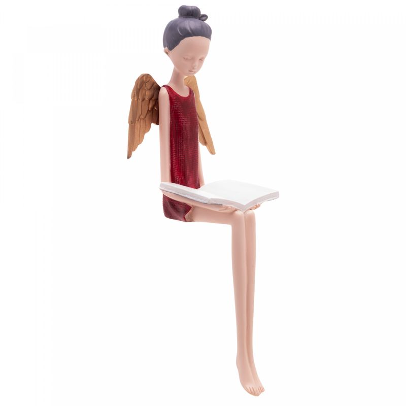Figura-Decorativa-Boneca-Vermelha-com-Asas-Douradas-de-Resina-8cm-x-8cm-x-23cm-Wolff