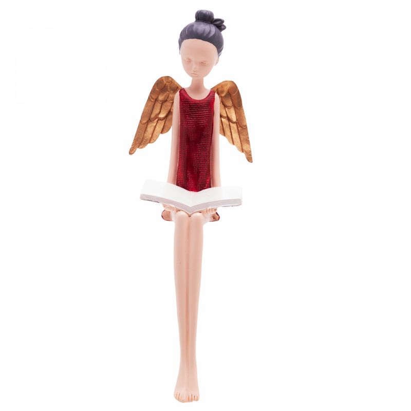 Figura-Decorativa-Boneca-Vermelha-com-Asas-Douradas-de-Resina-8cm-x-8cm-x-23cm-Wolff