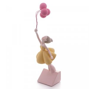 Figura Decorativa Boneca com Balões 7,5cm x 9,5cm x 33cm - Wolff