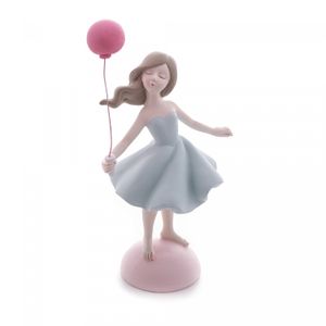 Figura Decorativa Boneca com Balão Vermelho 13cm x 8cm x 22cm - Wolff