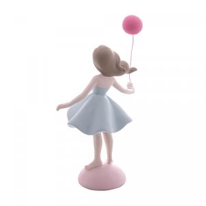 Figura Decorativa Boneca com Balão Vermelho 13cm x 8cm x 22cm - Wolff
