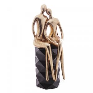 Figura Decorativa Casal Sentado de Resina 10,5cm x 9cm x 27,5cm - Wolff