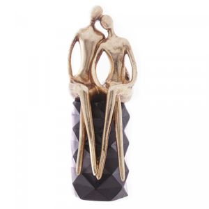 Figura Decorativa Casal Sentado de Resina 10,5cm x 9cm x 27,5cm - Wolff