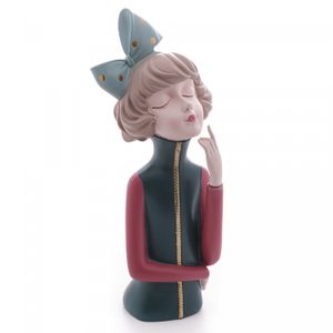 Figura Decorativa Boneca Pensadora de Resina 9cm x 7,5cm x 23cm - Wolff