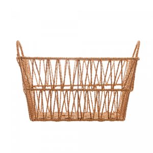 Cesta Retangular de Papel e Metal com Alça 35cm x 25cm x 24cm - Wolff