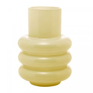 Vaso de Vidro Gomos Amarelo 18cm x 18cm x 23cm - Wolff