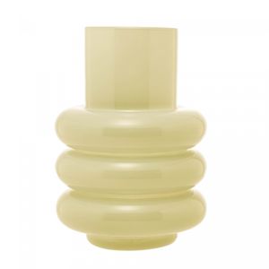 Vaso de Vidro Gomos Amarelo 18cm x 18cm x 23cm - Wolff