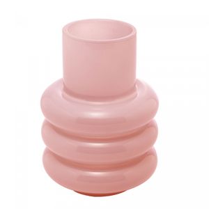 Vaso de Vidro Gomos Rosa 18cm x 18cm x 23cm - Wolff