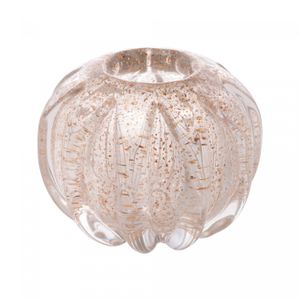 Centro de Mesa de Vidro Italy Transparente e Dourado 12cm x 12cm x 10cm - Wolff
