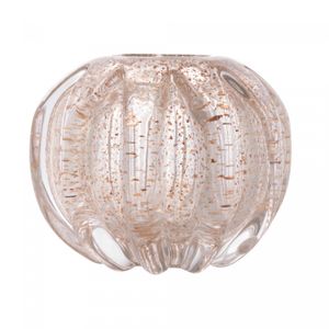 Centro de Mesa de Vidro Italy Transparente e Dourado 12cm x 12cm x 10cm - Wolff