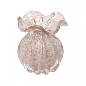 Vaso de Vidro Italy Transparente e Dourado 10cm x 10cm x 11cm - Wolff