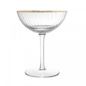 Conjunto 2 Taças de Cristal Coupe com Fio de Ouro Lines 250ml - Wolff