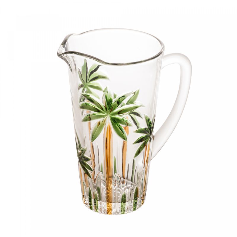 Conjunto-Jarra-com-6-Copos-de-Cristal-Palm-Tree-Handpaint-Wolff