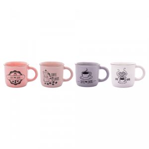 Conjunto 4 Canecas de Café de Cerâmica Coffee Lovers 60ml - Wolff