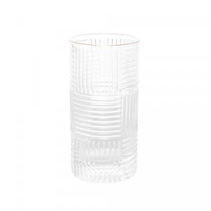 Conjunto 2 Copos Altos de Vidro com Borda Dourada Chess 400ml - Wolff