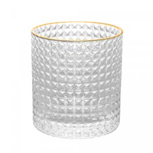 Conjunto 2 Copos para Whisky de Vidro com Borda Dourada Spike 320ml - Wolff