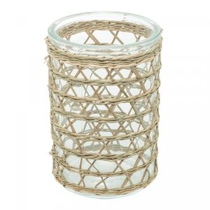 Vaso de Vidro e Fibra Natural 10cm x 13cm - Wolff
