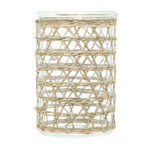 Vaso de Vidro e Fibra Natural 10cm x 13cm - Wolff