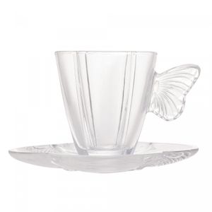 Conjunto 4 Xícaras de Café de Vidro com Pires Butterfly 80ml - Wolff