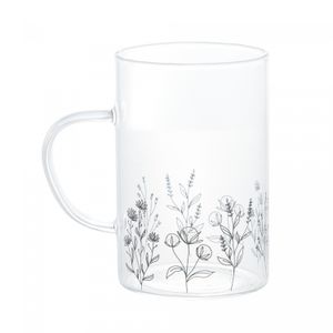 Conjunto 2 Canecas de Vidro Borossilicato Resistente a Calor Flor 280ml - Wolff