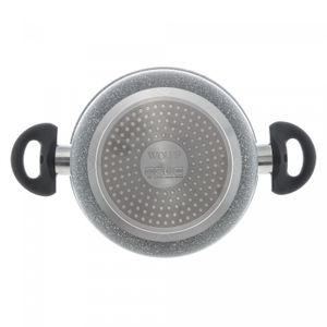 Caçarola de Indução em Alumínio com Revestimento Cerâmico e Tampa de Vidro Granilite Cinza 24cm -Wolff
