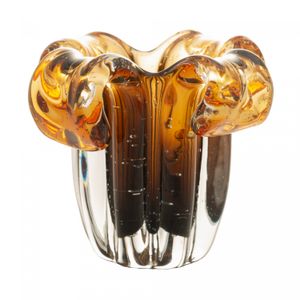 Vaso de Vidro Italy Âmbar e Marrom 14cm x 13cm - Wolff