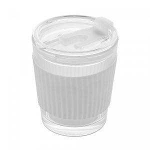 Copo de Vidro com Cinta em Silicone Branco 350ml - Wolff