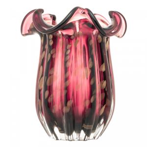 Vaso de Vidro Italy Púrpura e Rosé 18cm x 21cm - Wolff