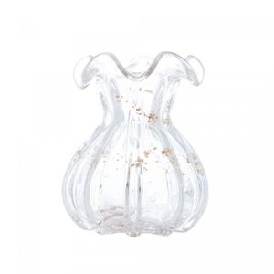 Vaso de Vidro Italy Transparente e Dourado 13cm x 17cm - Wolff