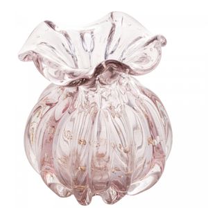 Vaso de Vidro Italy Rosa Claro e Dourado 11,5cm x 13cm - Wolff