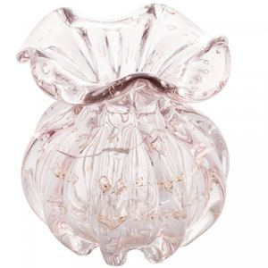 Vaso de Vidro Italy Rosa Claro e Dourado 10cm x 11cm - Wolff