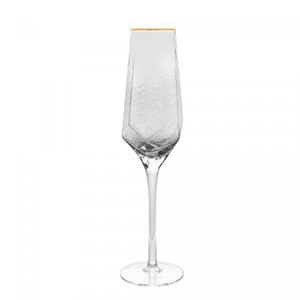Conjunto 2 Taças para Champanhe De Cristal Com Borda Dourada Taj 300Ml - Wolff