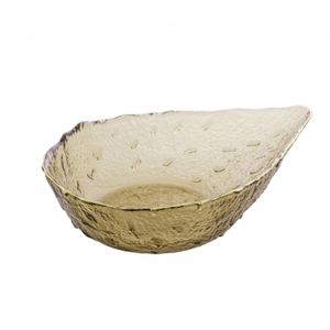 Bowl de Cristal com Borda Dourada Taj Gota Âmbar 21,5cm x 15,5cm x 6cm - Wolff