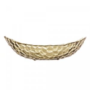 Bowl de Cristal Martelado com Borda Dourada Taj Âmbar 19,5cm x 11cm x 5cm - Wolff