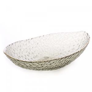 Bowl de Cristal Martelado com Borda Dourada Taj Verde 25cm x 13cm x 6cm - Wolff