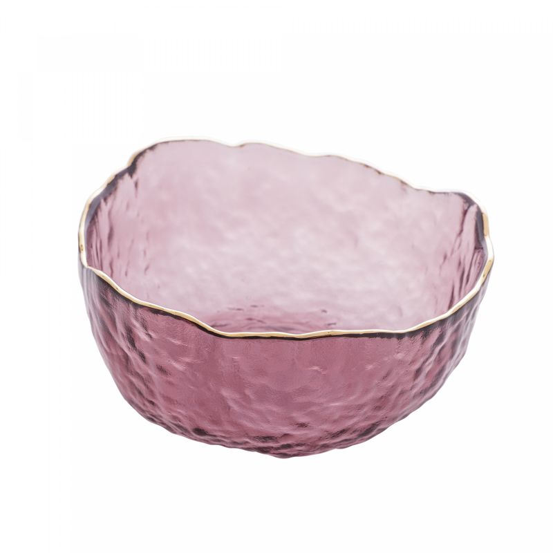 Bowl-de-Cristal-Martelado-com-Borda-Dourada-Taj-Rosa-13cm-x-65cm-Wolff