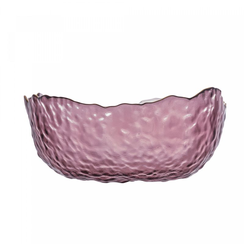 Bowl-de-Cristal-Martelado-com-Borda-Dourada-Taj-Rosa-19cm-x-10cm-Wolff
