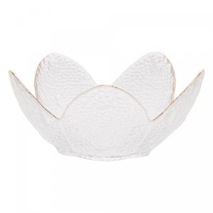 Bowl de Cristal Martelado com Borda Dourada Taj Flor 16cm x 8cm - Wolff