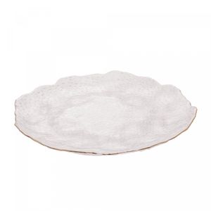 Prato para Servir de Cristal Martelado com Borda Dourada Taj 20cm - Wolff