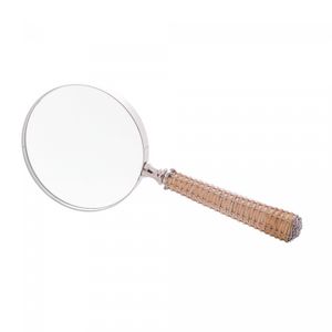 Conjunto Abridor de Carta e Lupa de Aço Inox com Cabo de Rattan Prata - Wolff