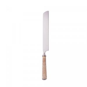 Conjunto 2 Peças para Bolo de Aço Inox com Cabo de Rattan Prata - Wolff