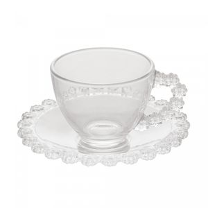 Conjunto 4 Xícaras de Café de Cristal com Pires Daisy 80ml - Wolff