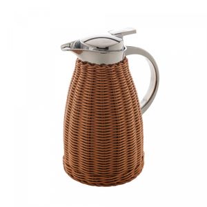Garrafa Térmica de Aço Inox com Rattan Plástico Marrom 1,5L - Wolff
