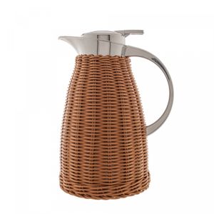 Garrafa Térmica de Aço Inox com Rattan Plástico Marrom 1,5L - Wolff