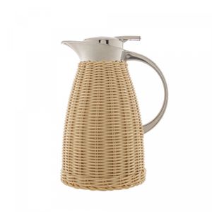 Garrafa Térmica de Aço Inox com Rattan Plástico Bege 1,5L - Wolff